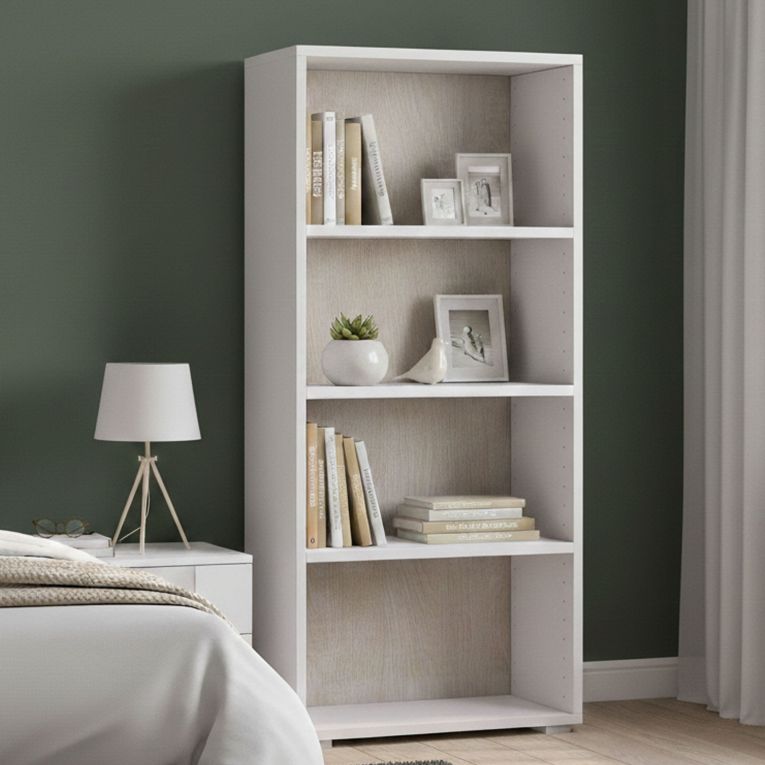 Libreria 3 ripiani bianca e rovere 60x130h cm - Aky