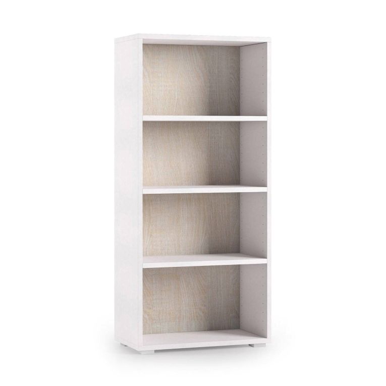 Libreria 3 ripiani bianca e rovere 60x130h cm - Aky
