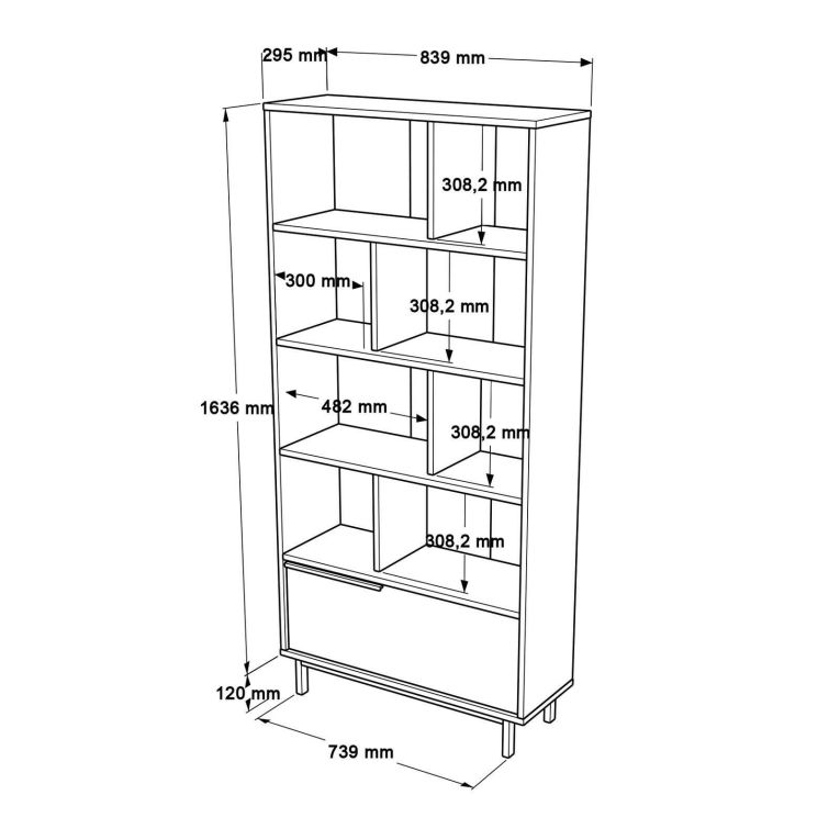Libreria 3 ripiani noce e quercia 83x175h cm - Gerusalem