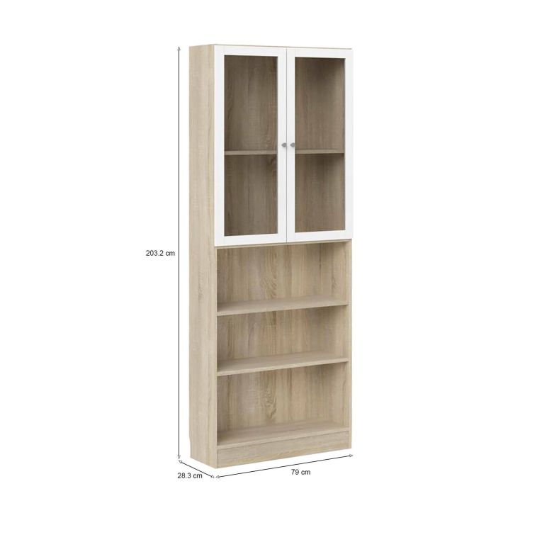 Libreria 3 ripiani quercia e bianca 79x203h cm - Chedeng