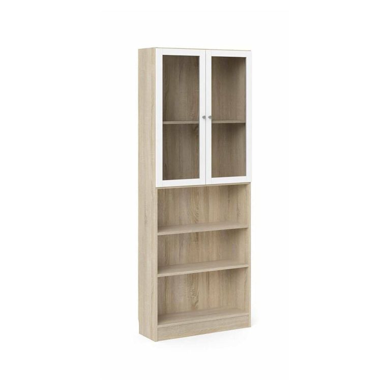 Libreria 3 ripiani quercia e bianca 79x203h cm - Chedeng