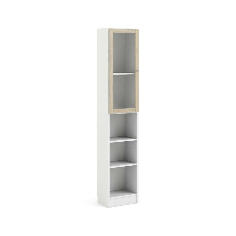 Libreria 4 ripiani bianca e quercia 40x203h cm - Greg