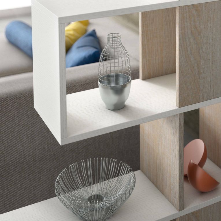 Libreria 4 ripiani bianca e rovere 145x145h cm - Allison