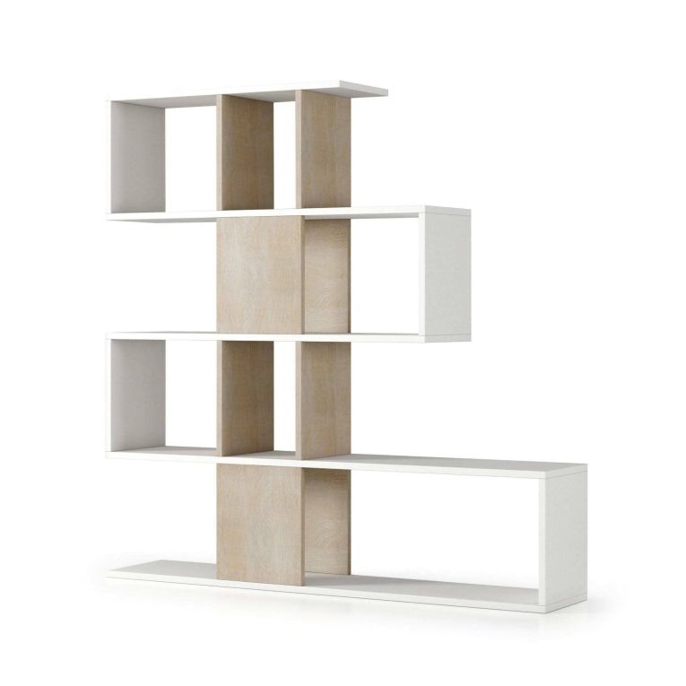 Libreria 4 ripiani bianca e rovere 145x145h cm - Allison