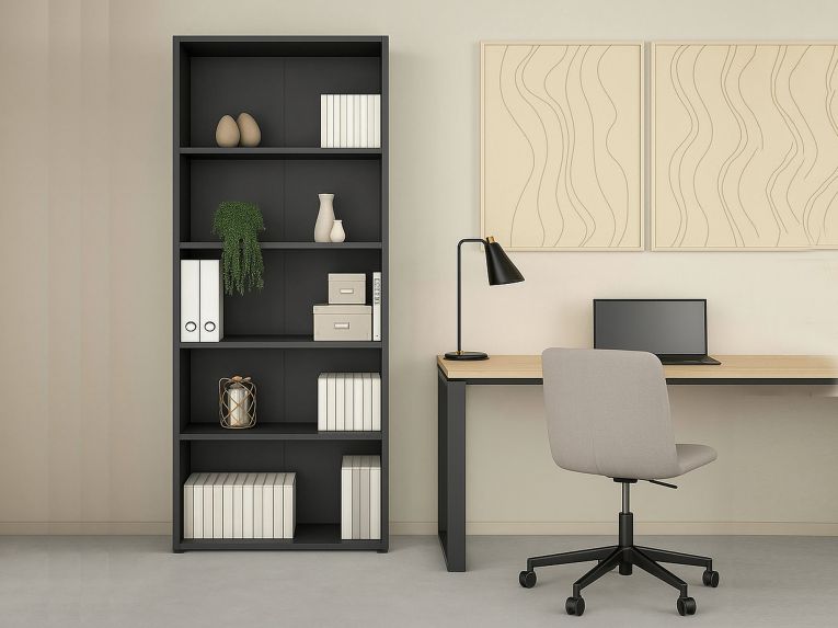 Libreria 4 ripiani grigia 79x204h cm - Penh