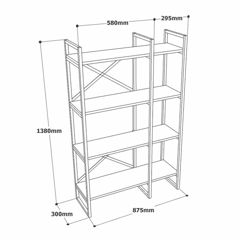 Libreria 4 ripiani quercia 87x138h cm - Desire