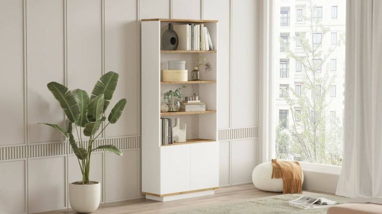 Libreria 4 ripiani quercia e bianca 75x168h cm - Achromic