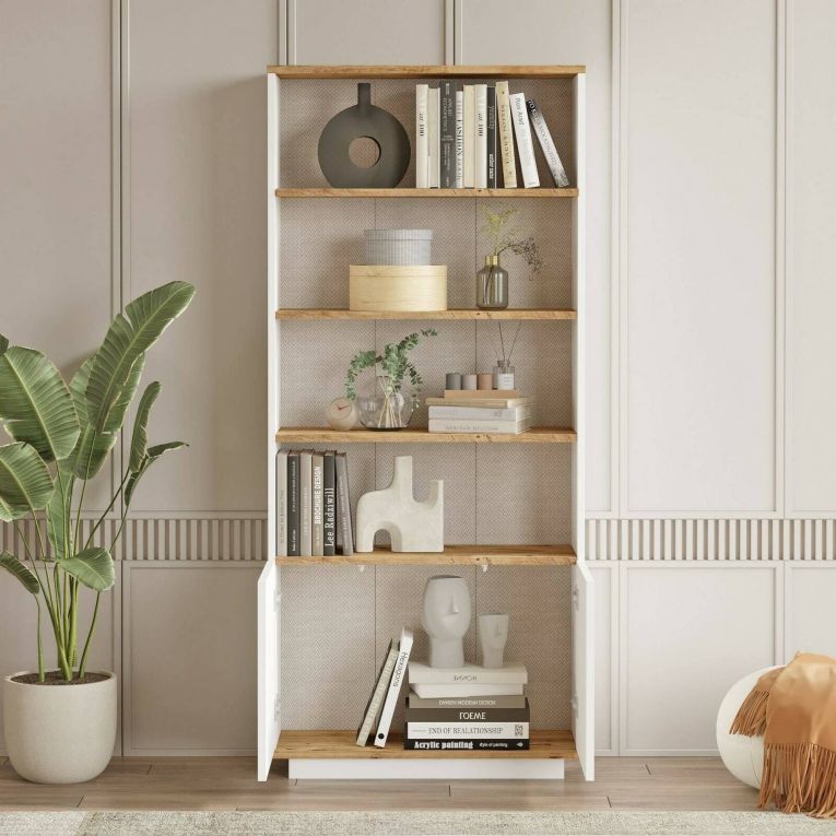Libreria 4 ripiani quercia e bianca 75x168h cm - Achromic