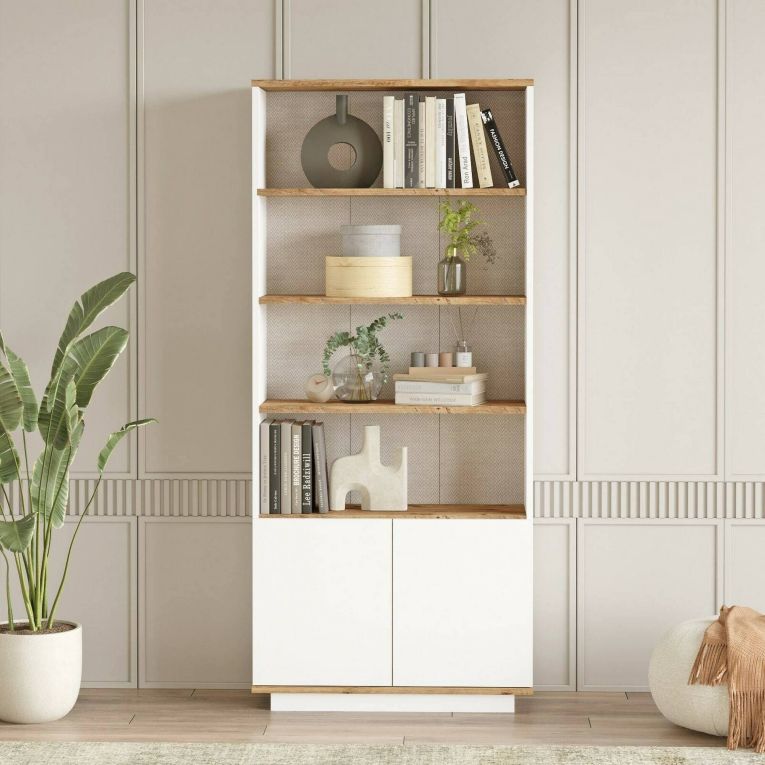 Libreria 4 ripiani quercia e bianca 75x168h cm - Achromic