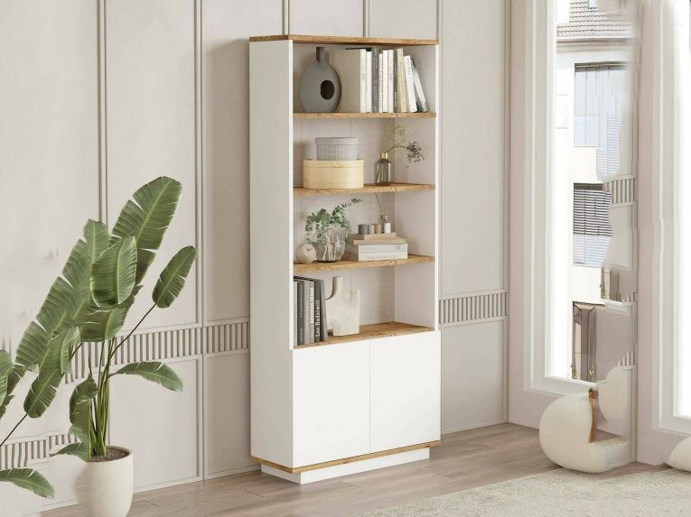 Libreria 4 ripiani quercia e bianca 75x168h cm - Achromic