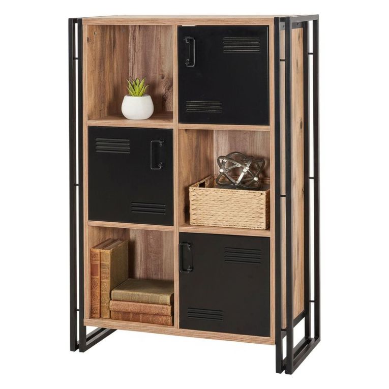 Libreria 4 ripiani quercia e nera 89x127h cm - Ercolina