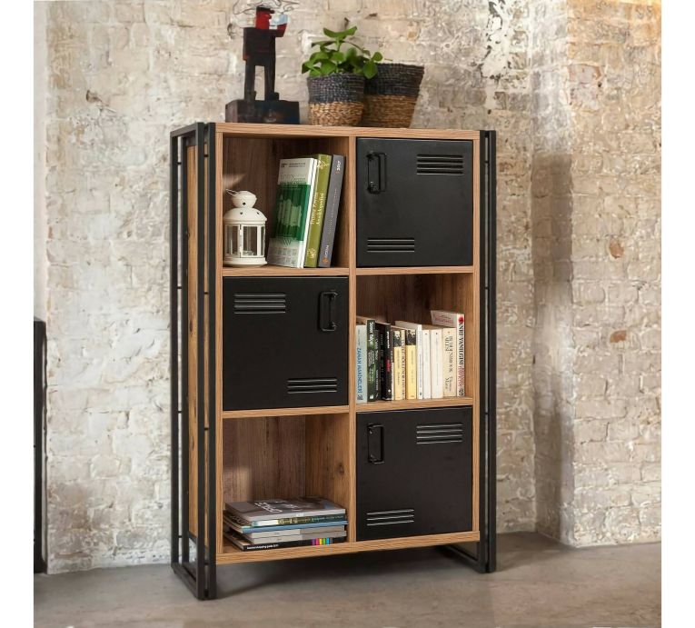 Libreria 4 ripiani quercia e nera 89x127h cm - Ercolina