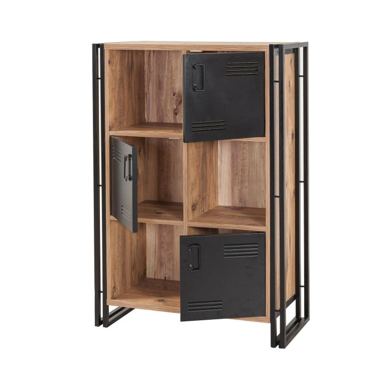 Libreria 4 ripiani quercia e nera 89x127h cm - Ercolina