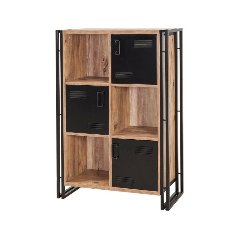 Libreria 4 ripiani quercia e nera 89x127h cm - Ercolina