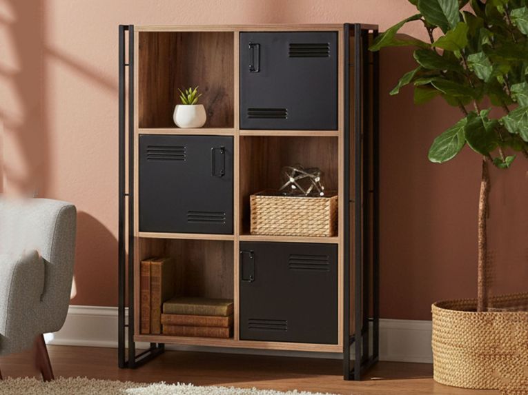 Libreria 4 ripiani quercia e nera 89x127h cm - Ercolina