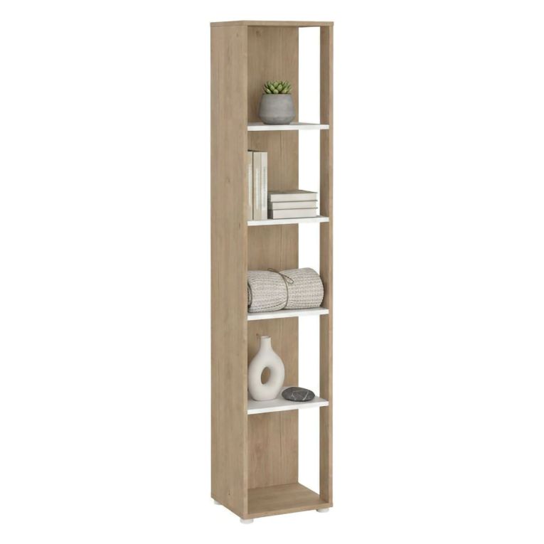 Libreria 4 ripiani rovere e bianca 40x204h cm - Baaz