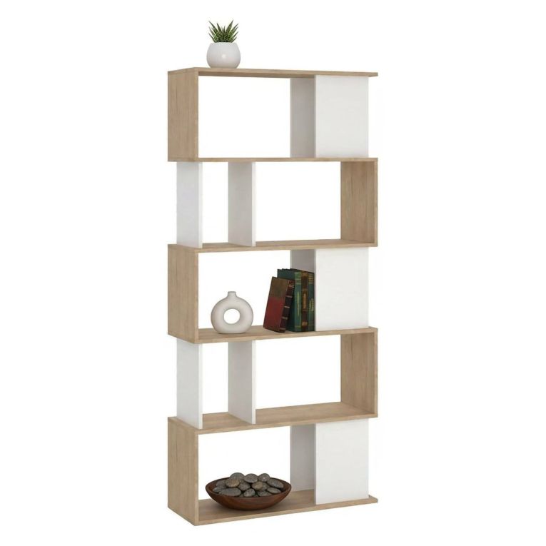 Libreria 4 ripiani rovere e bianca 80x173h cm - Arg