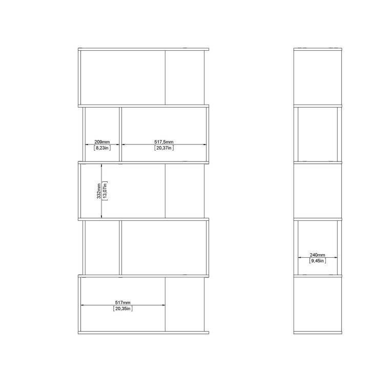Libreria 4 ripiani rovere e bianca 80x173h cm - Arg