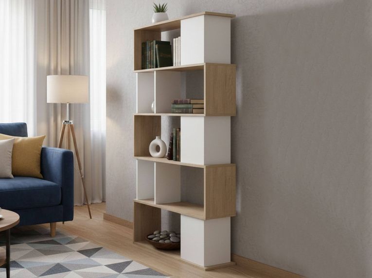 Libreria 4 ripiani rovere e bianca 80x173h cm - Arg