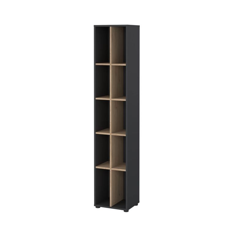 Libreria 4 ripiani rovere e grigia 40x204h cm - Erevan