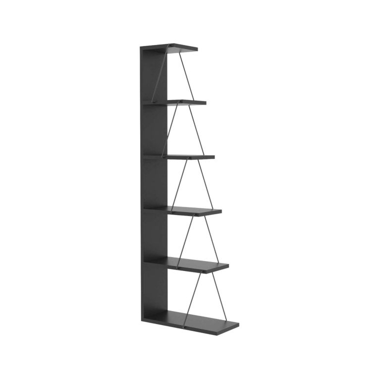 Libreria 5 ripiani antracite e nera 50x150h cm - Erminia