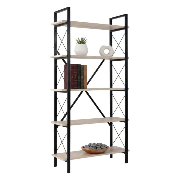 Libreria 5 ripiani beige e nera 90x180h cm - Suriel