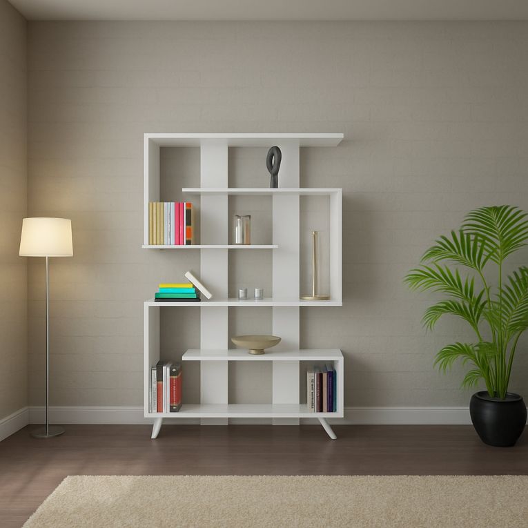 Libreria 5 ripiani bianca 120x162h cm - Spodumene