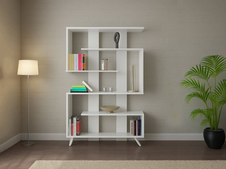 Libreria 5 ripiani bianca 120x162h cm - Spodumene