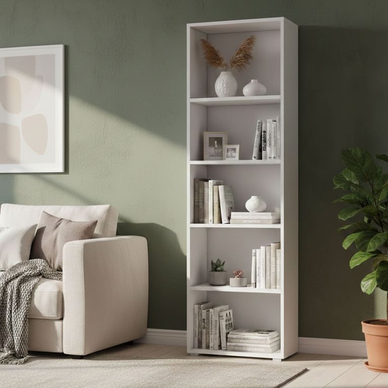 Libreria 5 ripiani bianca 60x195h cm - Allevien