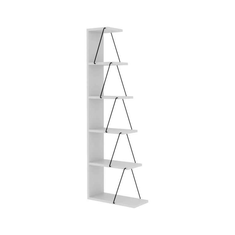 Libreria 5 ripiani bianca e nera 50x150h cm - Erminia