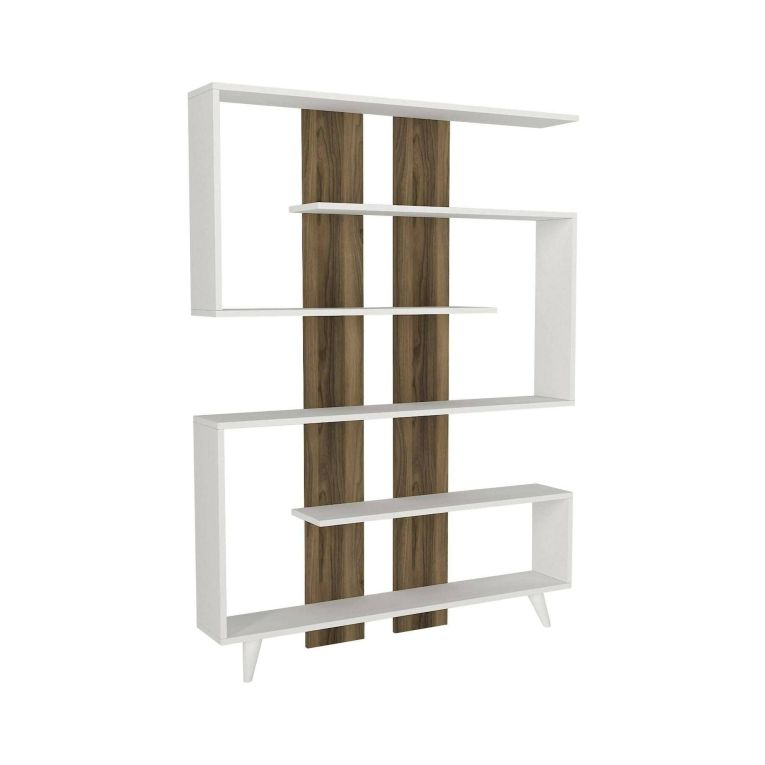 Libreria 5 ripiani bianca e noce 120x162h cm - Spodumene
