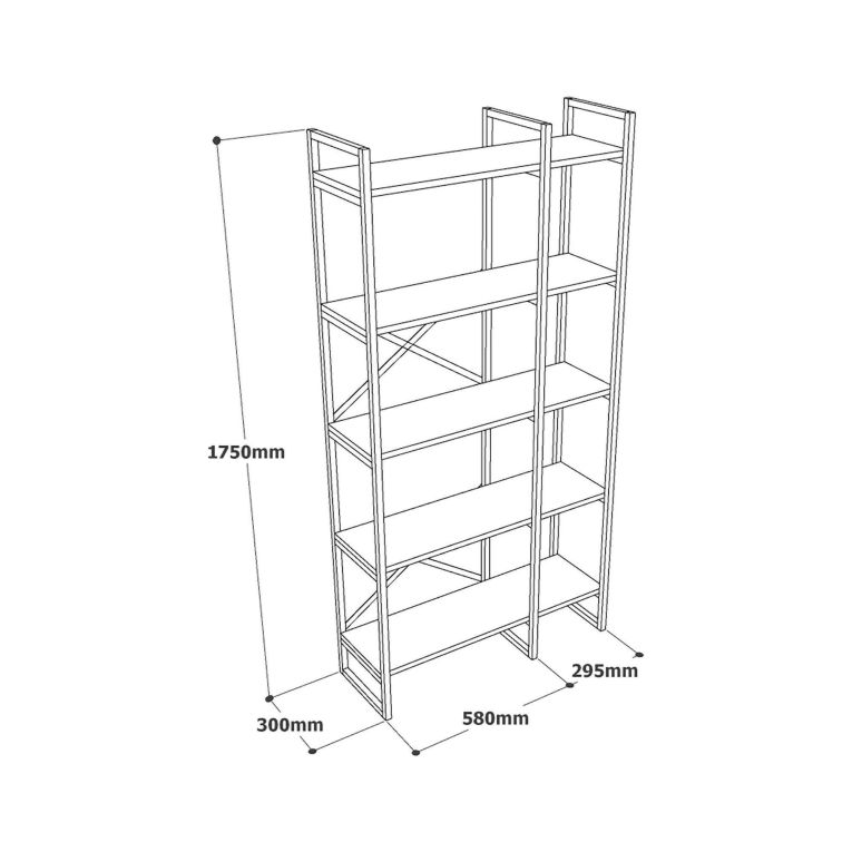 Libreria 5 ripiani bianca e oro 87x175h cm - Isla