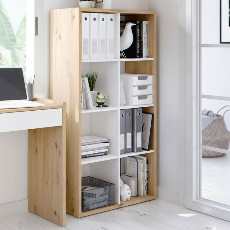 Libreria 6 ripiani legno e bianca 71x137h cm - Alliers