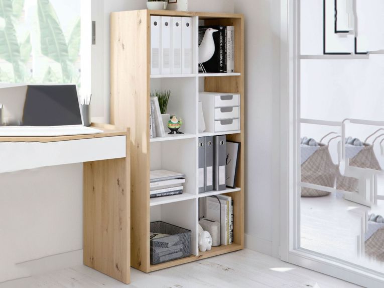 Libreria 6 ripiani legno e bianca 71x137h cm - Alliers