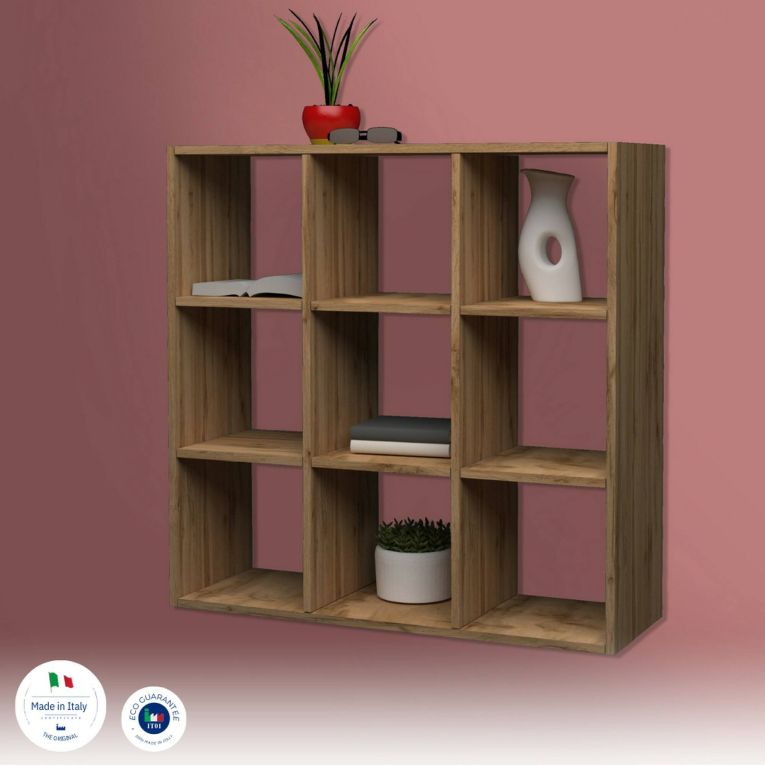 Libreria 6 ripiani rovere 90x90h cm - Acquaro