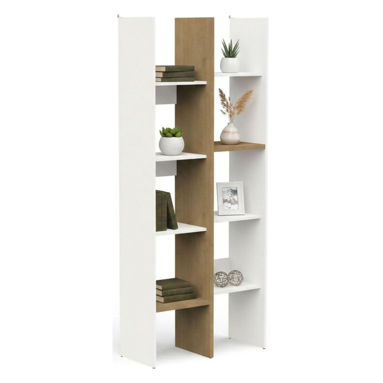 Libreria 8 ripiani rovere e bianca 75x183h cm - Badia