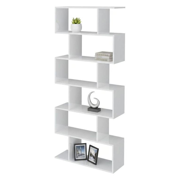Libreria a zig zag bianca lucida 80x192h cm - Alowha