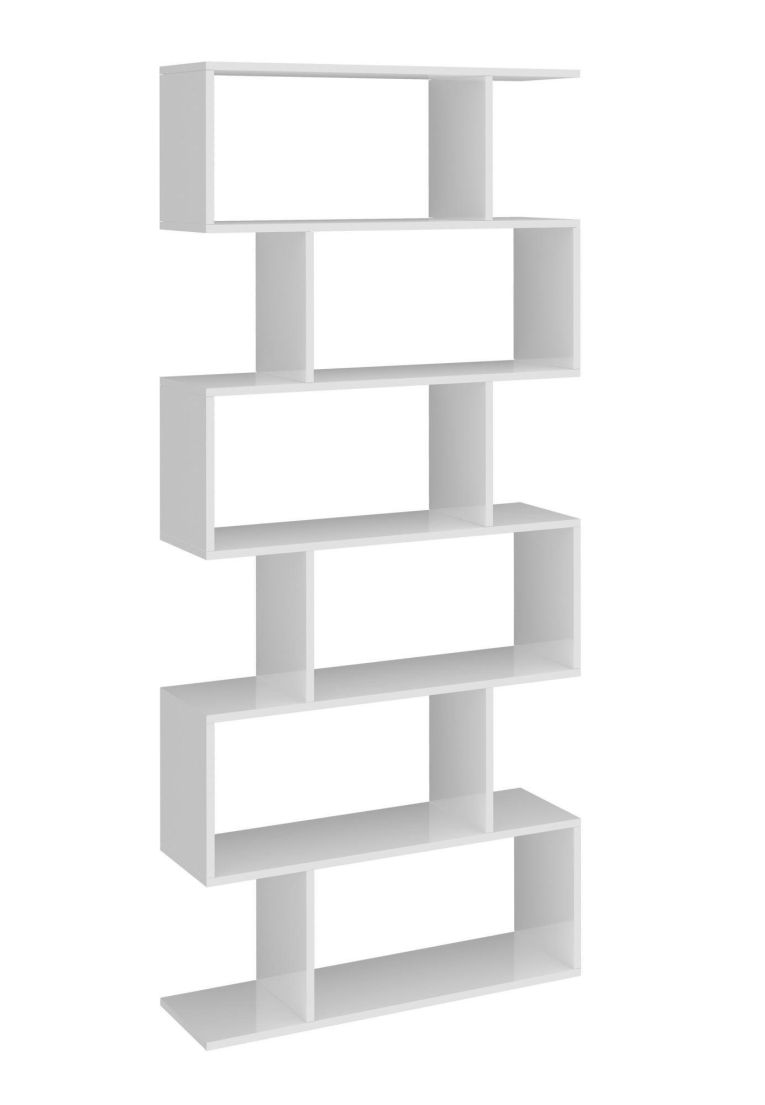 Libreria a zig zag bianca lucida 80x192h cm - Alowha