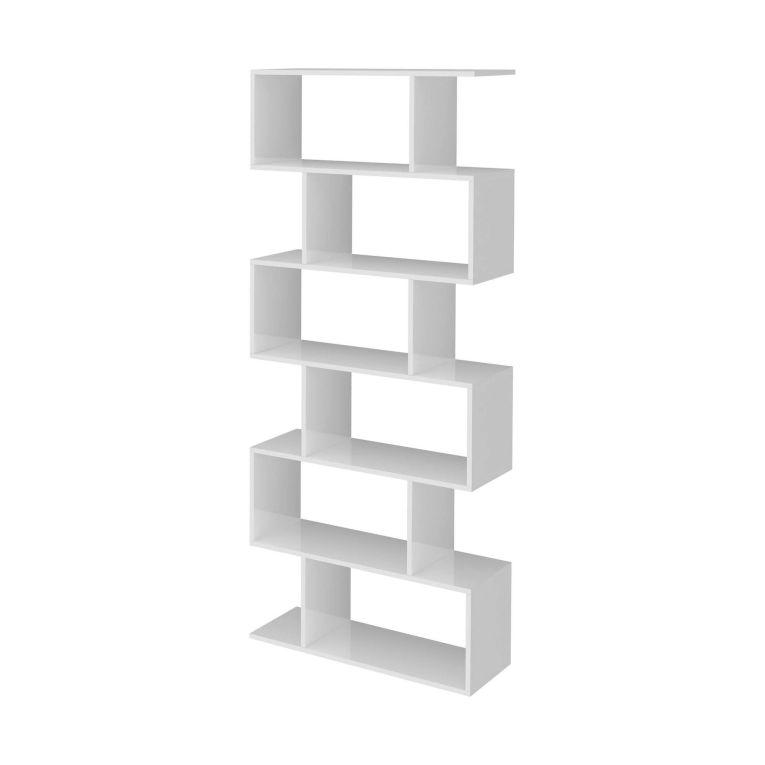 Libreria a zig zag bianca lucida 80x192h cm - Alowha