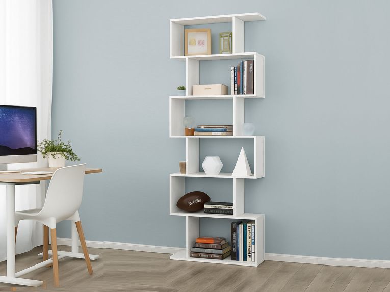 Libreria a zig zag bianca lucida 80x192h cm - Alowha