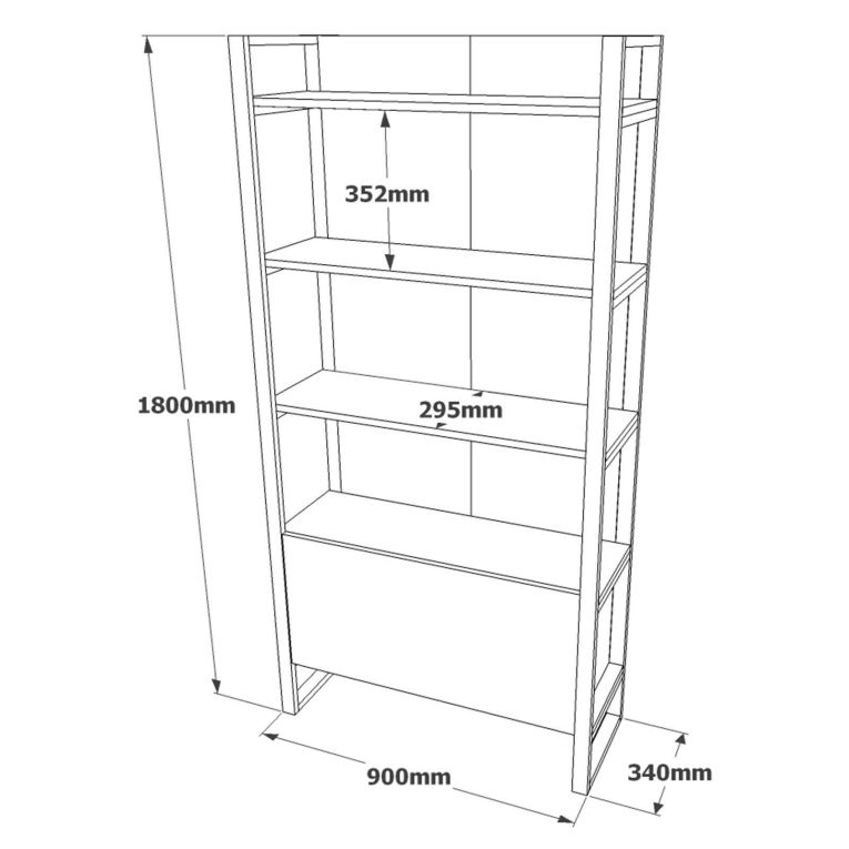 Libreria Acasta, Scaffale da ufficio, Mobile portalibri, Biblioteca, 90x34 h180 cm, Quercia