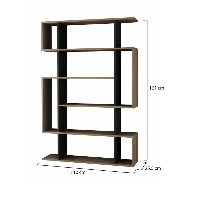 Libreria Adhara, Scaffale da ufficio, Mobile portalibri, Biblioteca, 110x26h161 cm, Quercia e Antracite