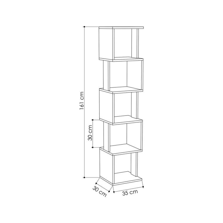 Libreria Aglaia, Scaffale da ufficio, Mobile portalibri, Biblioteca, 35x30h161 cm, Bianco e Tortora