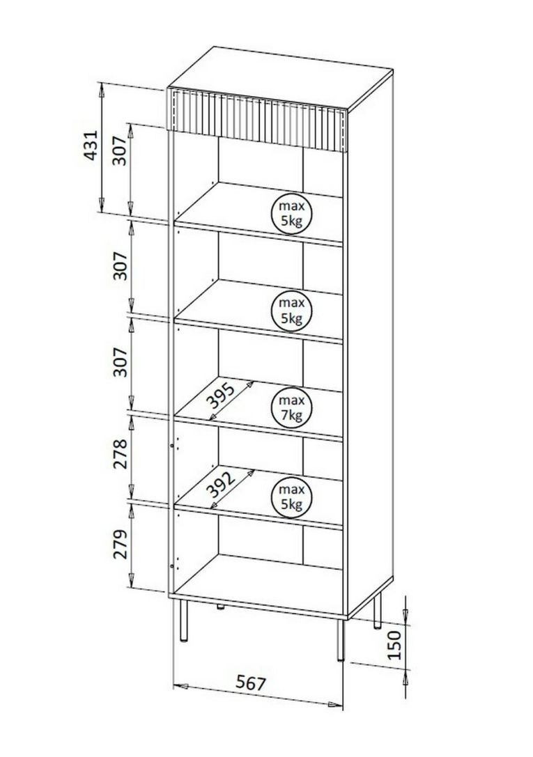 Libreria Agri, 185x42 h60 cm, Noce e Beige