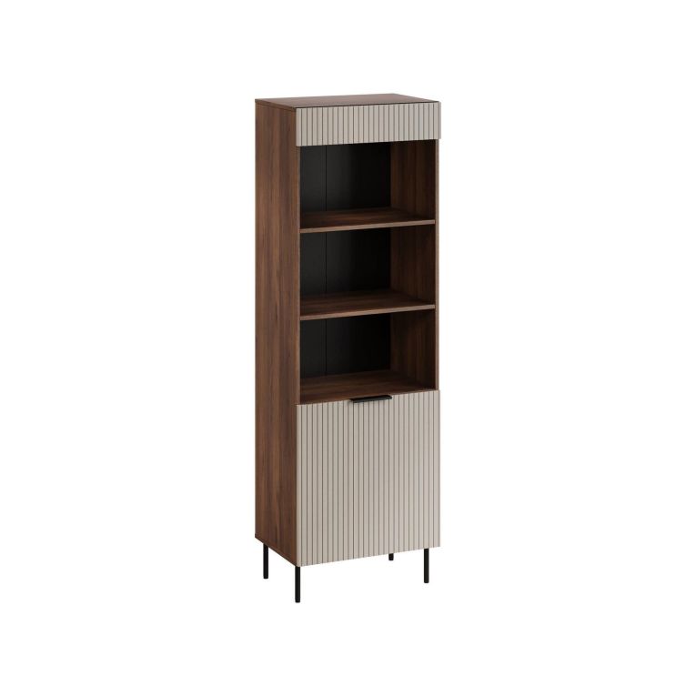 Libreria Agri, 185x42 h60 cm, Noce e Beige