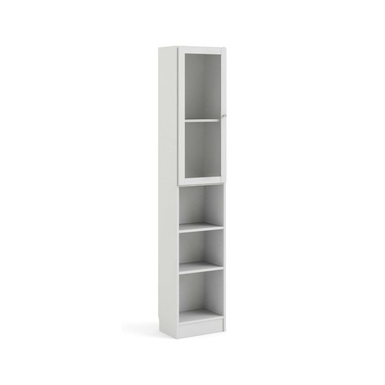 Libreria Alberte, Scaffale da ufficio, Mobile portalibri, Biblioteca, 28x41 h203 cm, Bianco