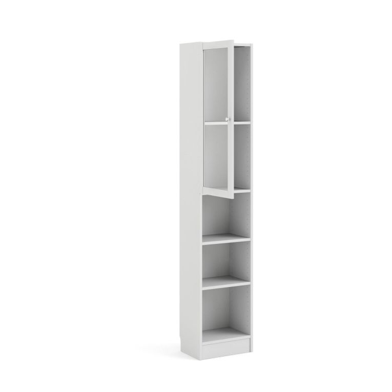 Libreria Alberte, Scaffale da ufficio, Mobile portalibri, Biblioteca, 28x41 h203 cm, Bianco