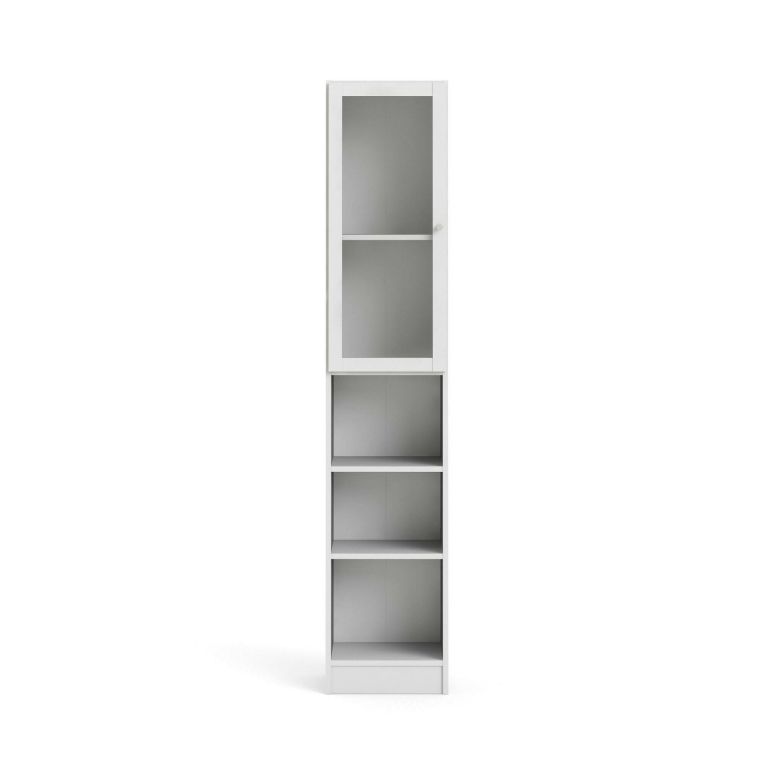 Libreria Alberte, Scaffale da ufficio, Mobile portalibri, Biblioteca, 28x41 h203 cm, Bianco
