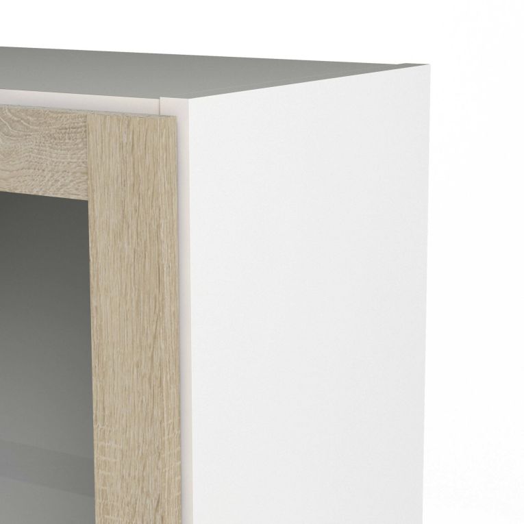 Libreria Alberte, Scaffale da ufficio, Mobile portalibri, Biblioteca, 28x41 h203 cm, Bianco e Quercia