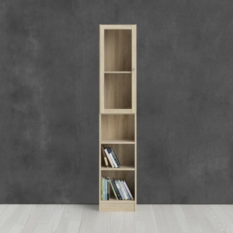 Libreria Alberte, Scaffale da ufficio, Mobile portalibri, Biblioteca, 28x41 h203 cm, Quercia
